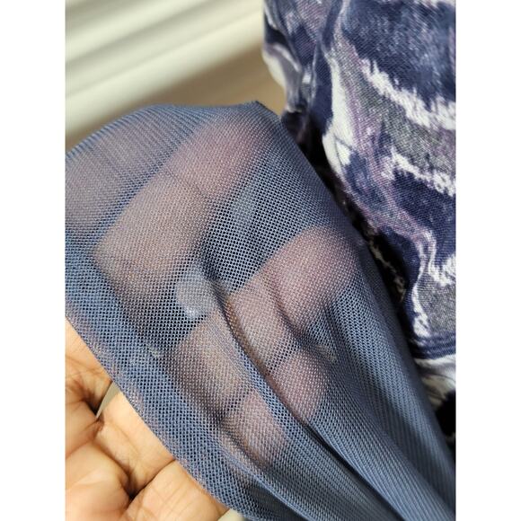 New York & Company Blouse Women's Size Large Purple White 100% Polyester - Picture 8 of 11